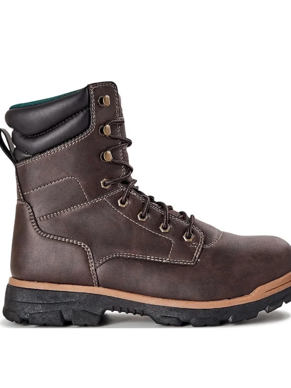 Brahma Dark Brown Lace-Up Work Boot with Steel Toe and Black Sole
